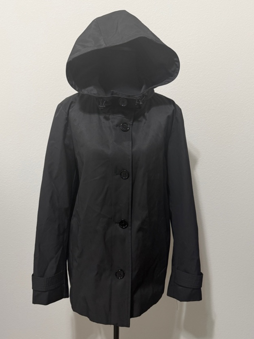 NWT Calvin Klein Black Hooded Rain Coat S7